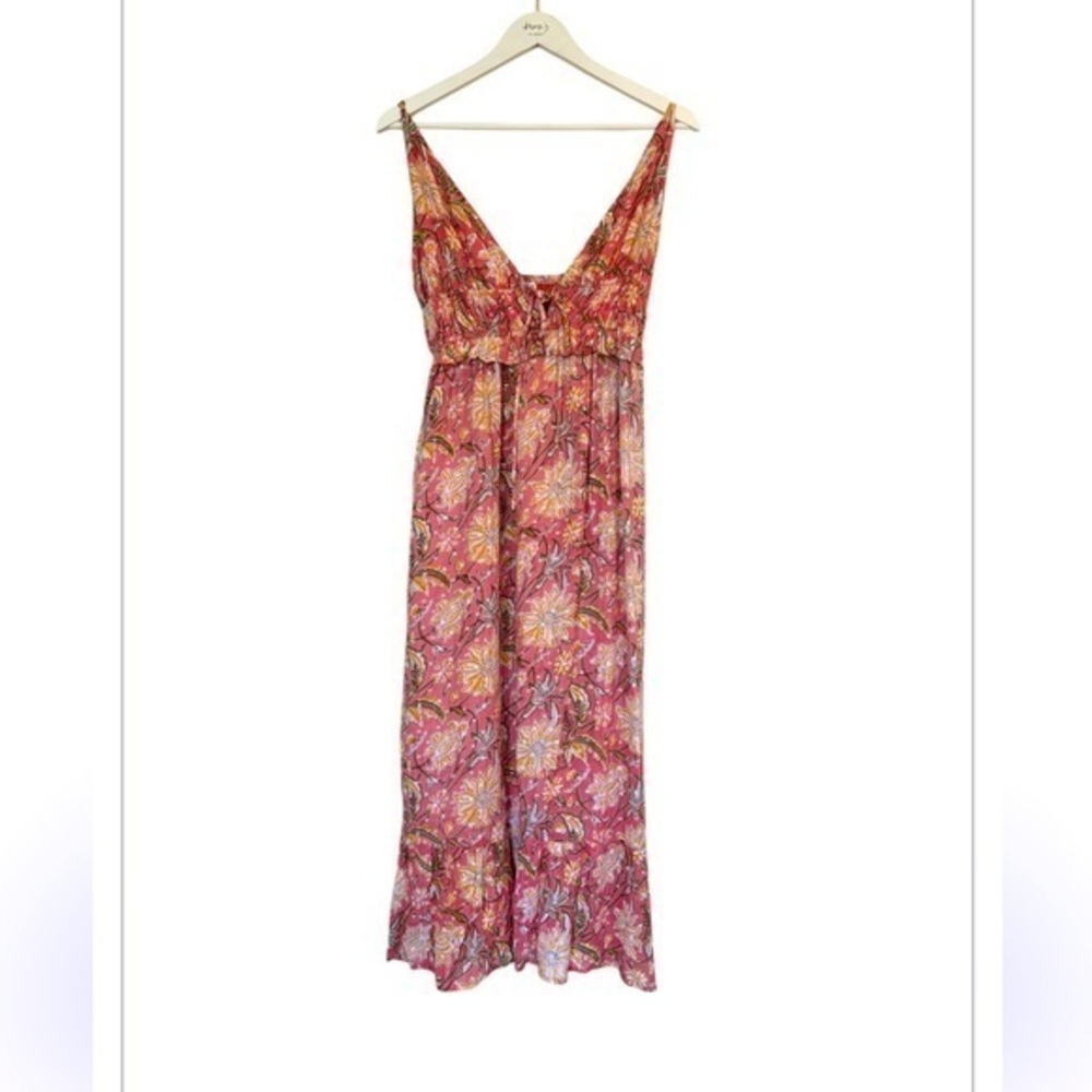 NWT en crème Alicia Pink Floral Bohemian  Ruffle Strap Dress Size Medium